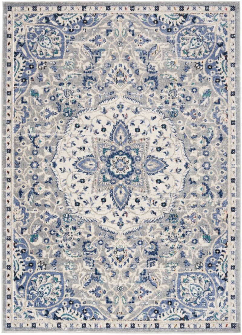 Grey / Beige Polypropylene Transitional Area Rug - 5 Ft x 7 Ft