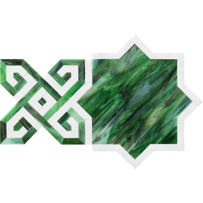 Skalini Line Zarif Emerald Marble Mosaic - Star - Glossy