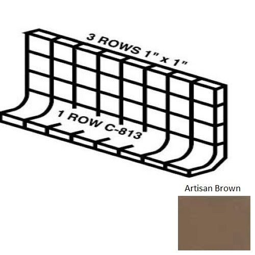 Keystones Unglazed Mosaic Artisan Brown Porcelain Wall Trim - 4" X 12" Built Up Base (Mb4c) - Matte