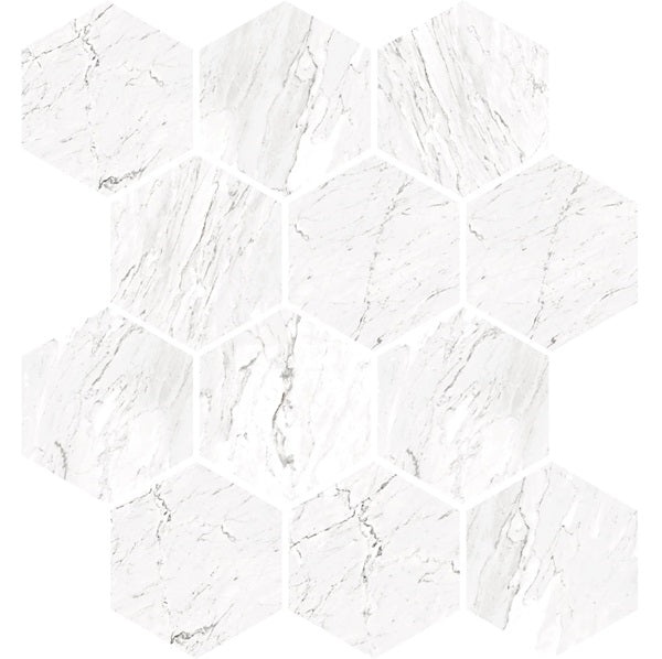 Venatura Alpine Alabaster Porcelain Mosaic - 3" Hexagon