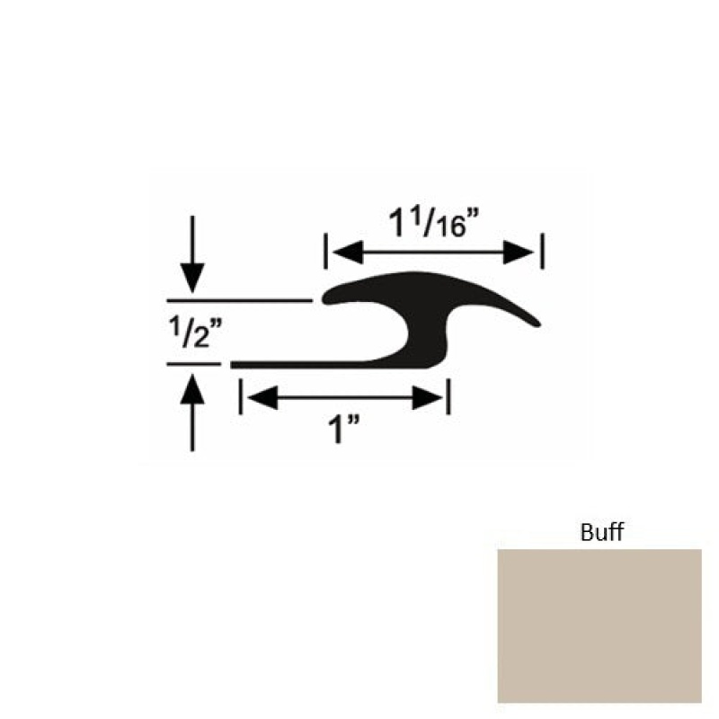 Solid 56 Buff Rubber Tile / Carpet Joiner - 1" X 9 Ft (108") X 1/2"