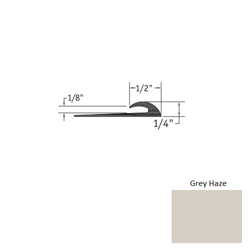Johnsonite Grey Haze Vinyl Moulding / Trim - 1/2" X 12 Ft (144") X 1/8" Slim Line Transition - Slim Line Transition