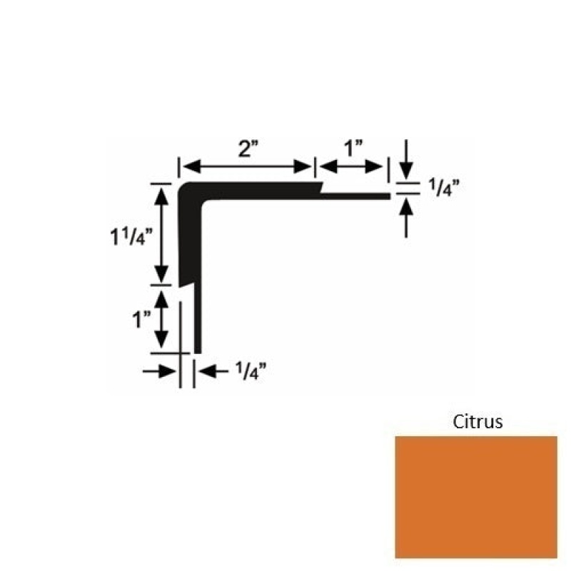 Solid 16 Citrus Rubber Double Flange Carpet Stair Nosing (Sq) - 2" X 9 Ft (108")