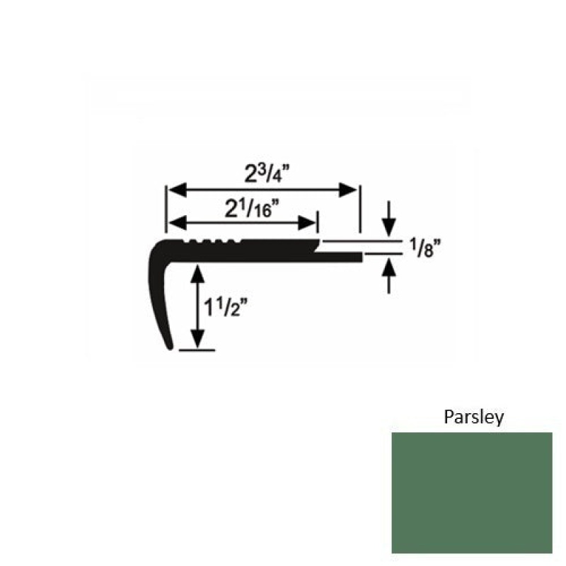 Solid 09 Parsley Rubber Underlap Stair Nosing (Sq) - 2 3/4" X 9 Ft (108")