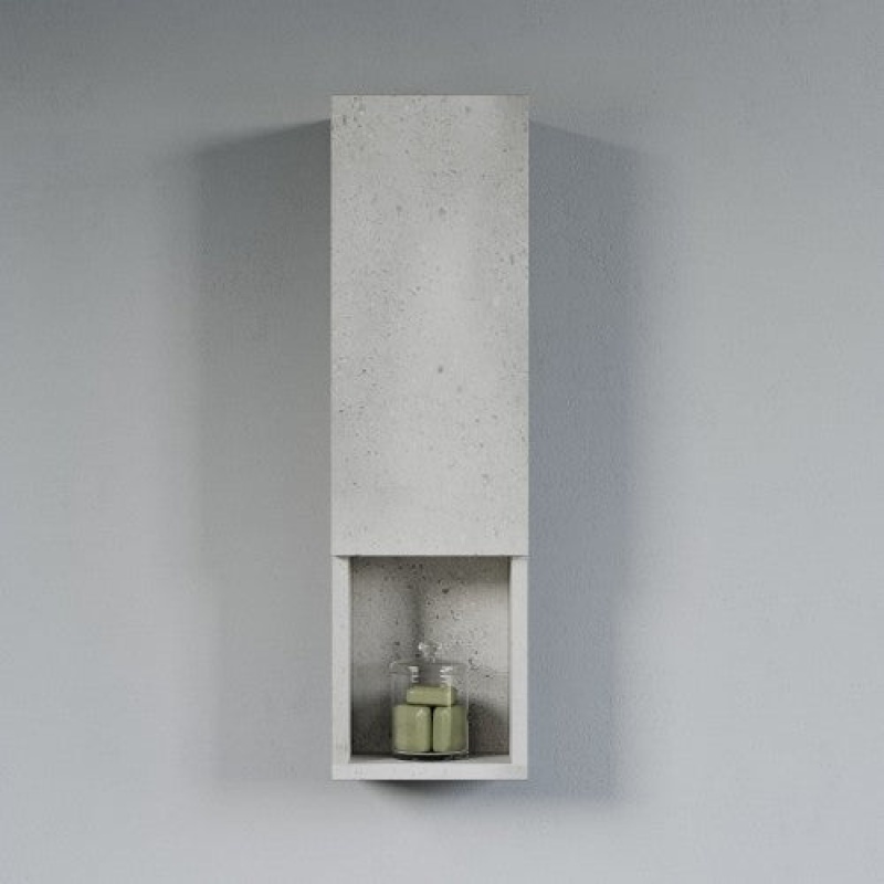 Cement Grey Wood Wall Mounted Bathroom Cabinet - 9" X 6" X 31 1/2" - Cement Grey