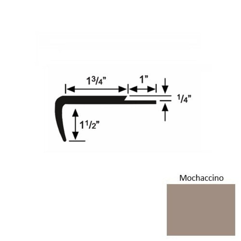 Solid 13 Mochaccino Rubber Carpet Stair Nosing