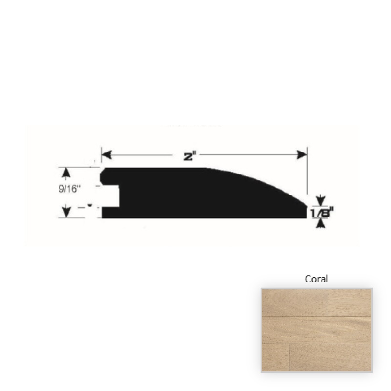 Branche French White Oak Coral Hardwood Moulding / Trim - 90" Reducer - Wire Brushed & Ultra Low Gloss
