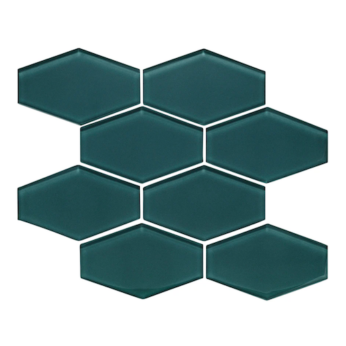 Glass Essentials Lagoon Glass Mosaic - Elongated Hexagon