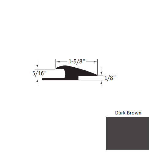 Johnsonite Dark Brown Vinyl Moulding / Trim - 1 5/8" X 12 Ft (144") X 5/16" - 1/16" Or 1/8" Adaptor - Adaptor