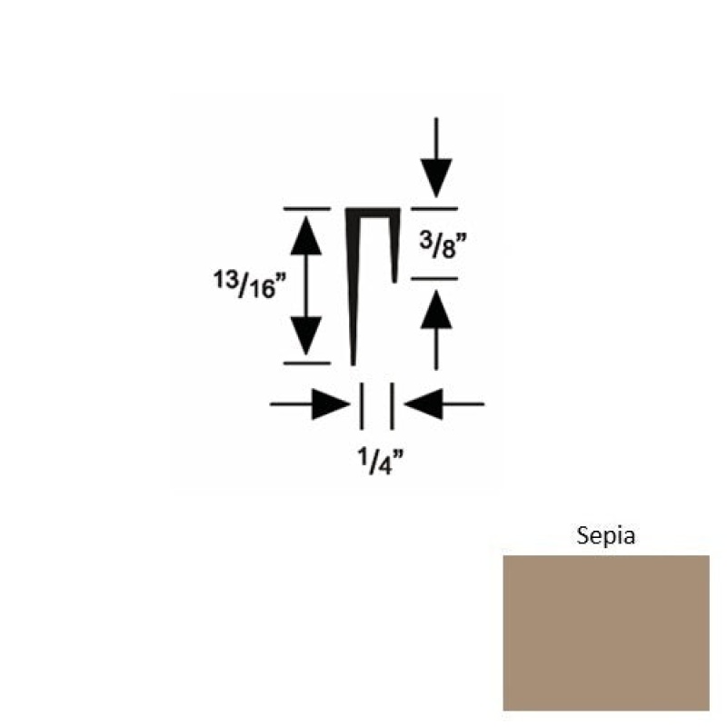 Solid 47 Sepia Rubber Cove Cap Square - 1/4" X 9 Ft (108")