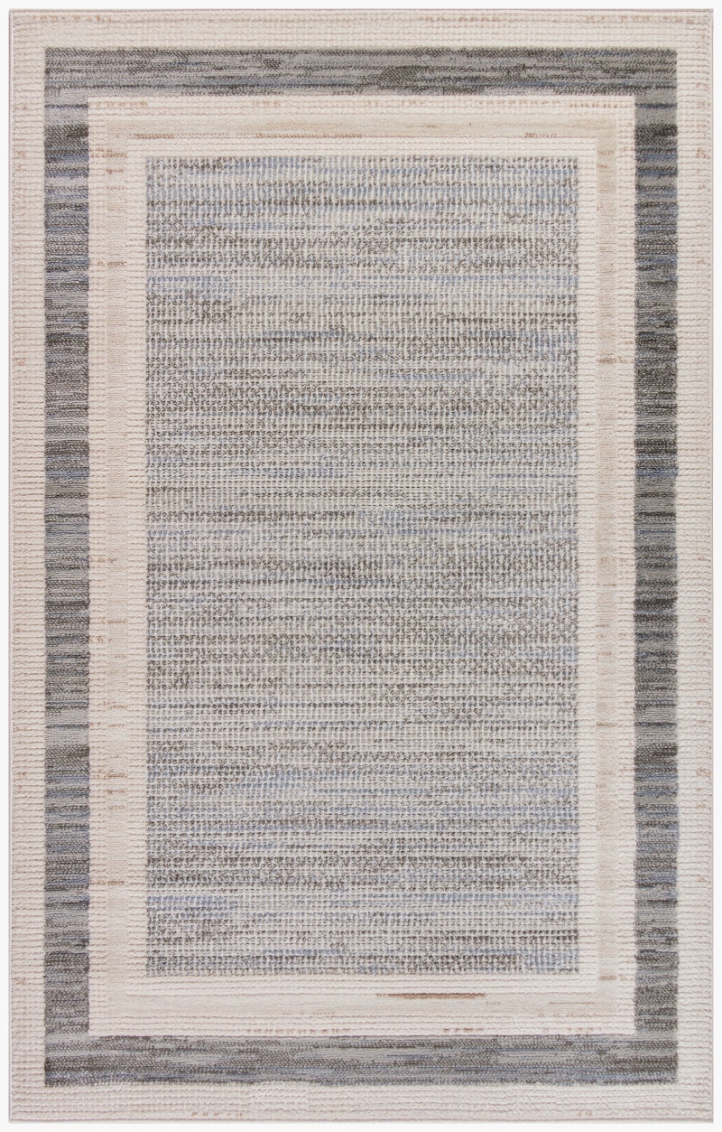 Serenity Home SRH07 Grey Ivory Synthetic Fibers Modern Area Rug, 4 ft x 6 ft