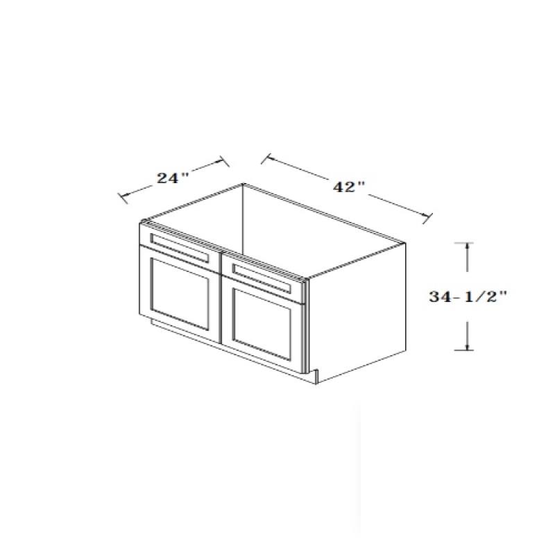 Seamless White Wood Kitchen Sink Base Cabinet