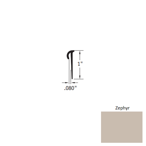 Johnsonite Zephyr Vinyl Moulding / Trim - .080" X 12 Ft (144") Self Stick Cove Cap - Self Stick Cove Cap