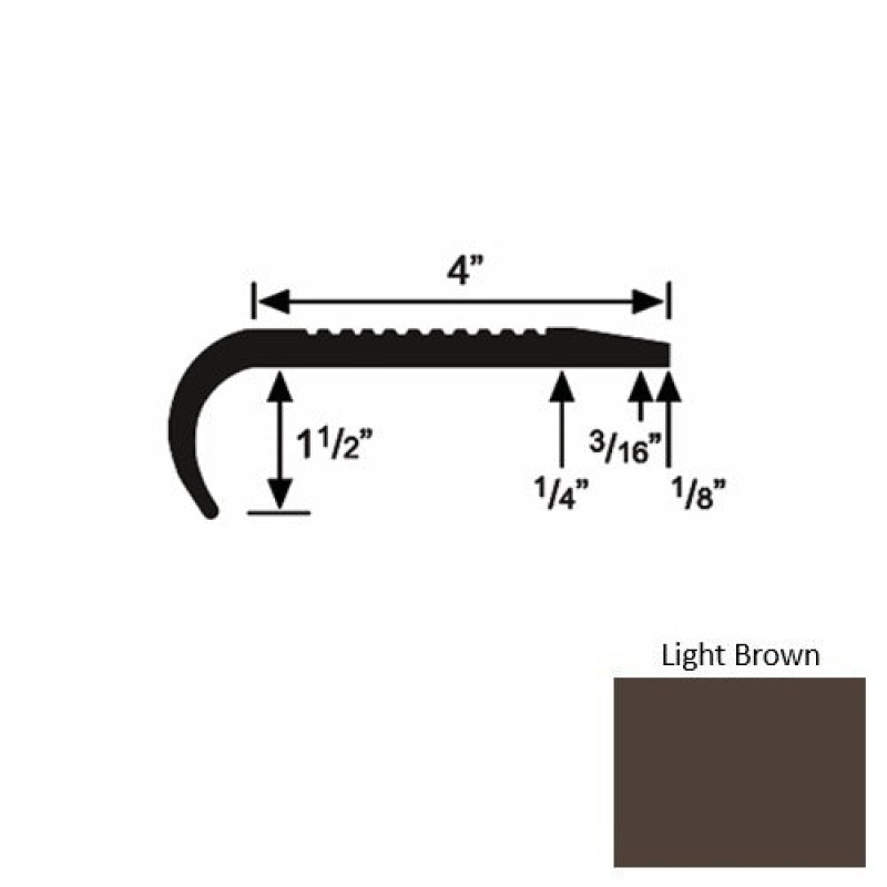 Solid 02 Light Brown Rubber Commercial Stair Nosing (Rd) - 4" X 9 Ft (108")