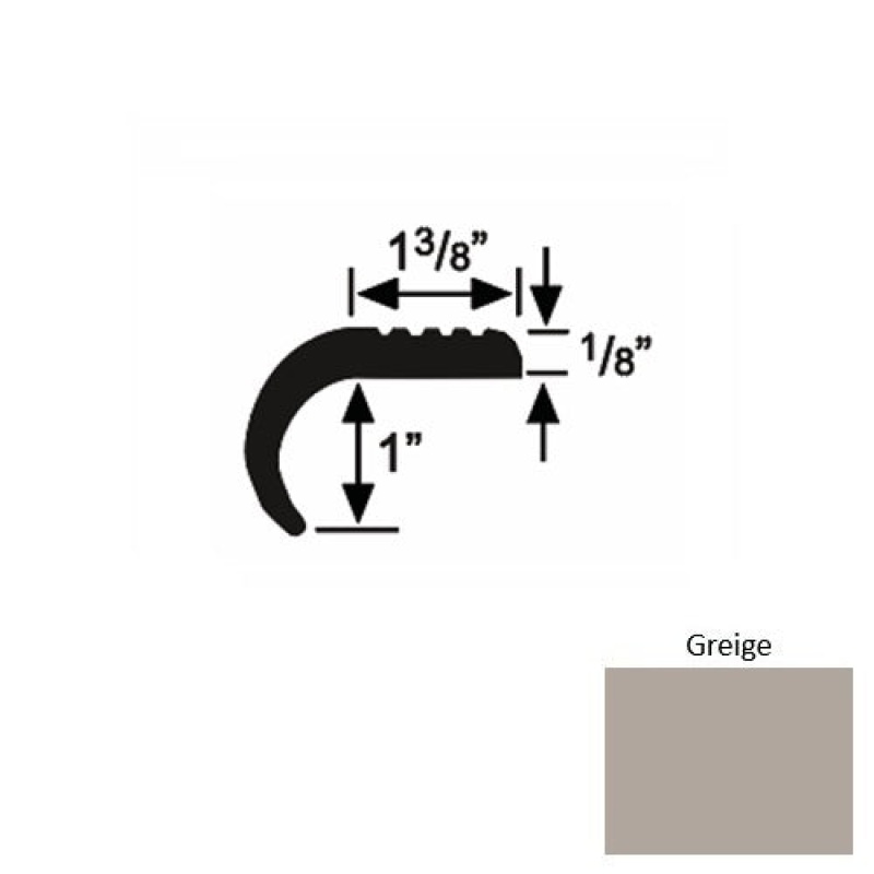 Solid 06 Greige Rubber Domestic Stair Nosing