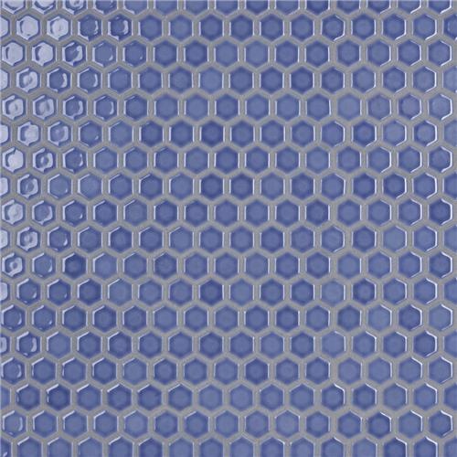 Tribeca Periwinkle Porcelain Mosaic - 1" Hexagon - Glossy