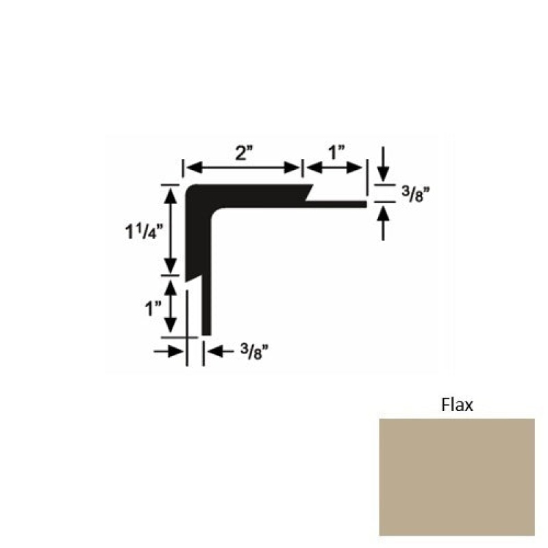 Solid 15 Flax Rubber Double Flange Carpet Stair Nosing (Sq) - 2" X 9 Ft (108")
