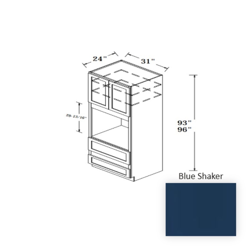 Blue Shaker Wood Kitchen Oven Cabinet