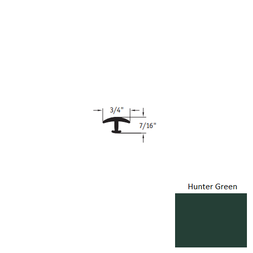 Johnsonite Hunter Green Vinyl Moulding / Trim - 3/4" X 12 Ft (144") X 1/4" & 5/16" T Molding - T Molding