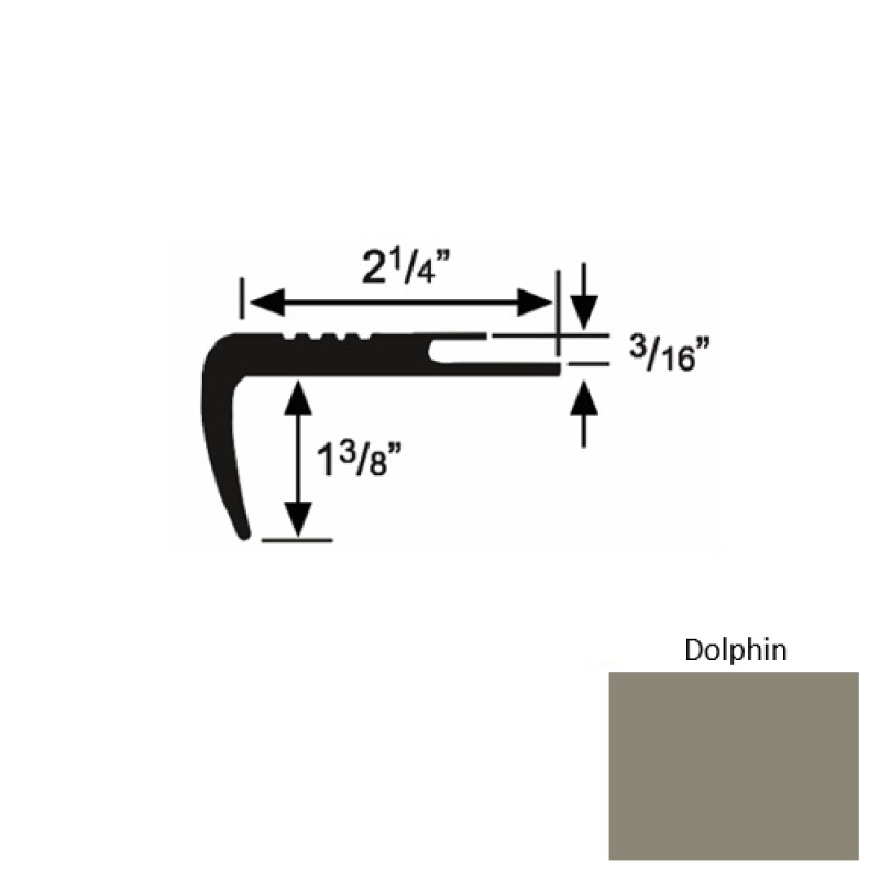 Solid 17 Dolphin Rubber Undercut Carpet Nosing