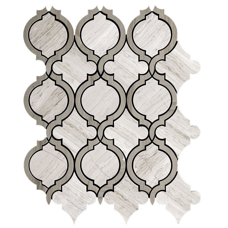 Skalini Line Waterjet Gray Natural Stone Mosaic - Trellis 1 - Polished
