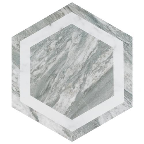 Marbilia Bardiglio White Geo With Biotech Porcelain Tile - Matte - 11" X 13" Hexagon