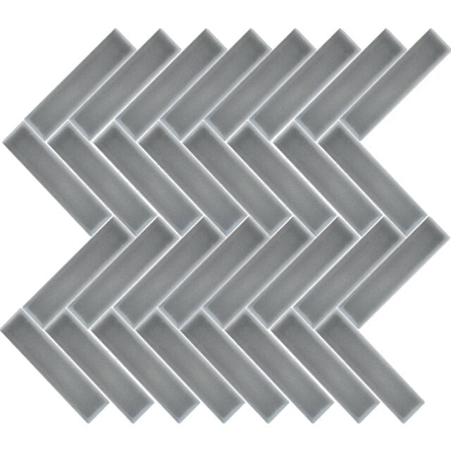 Artisan Dark Ceramic Mosaic - 1" x 4" Herringbone Glossy