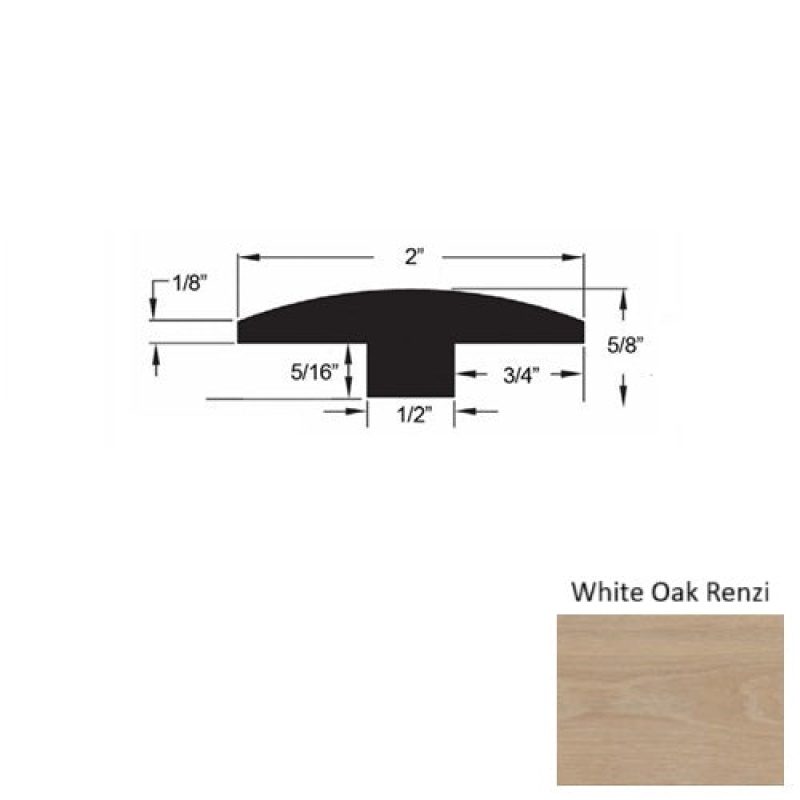 Sereno White Oak Renzi Hardwood Moulding / Trim - 2" X 78" T Molding - Urethane