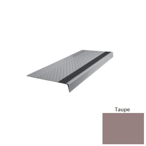Flextones Taupe Type 685 With Flush Carborundum Strip Distinct Designs Rubber - 12" X 72" Stair Tread - Diamond Profile Design