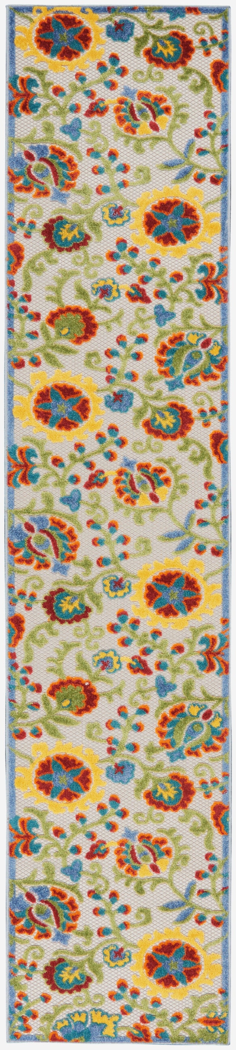 Aloha Alh17 Ivory / Multi Polypropylene Farmhouse Area Rug - 12 Ft Runner
