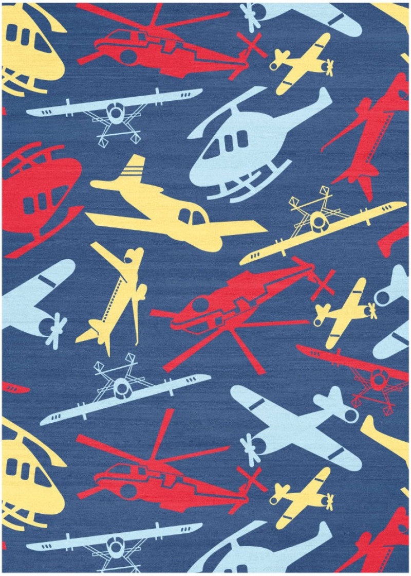 Imagination Navy Multicolor Ima06 Polyester Contemporary Area Rug - 4 Ft X 5 Ft - Navy Multicolor