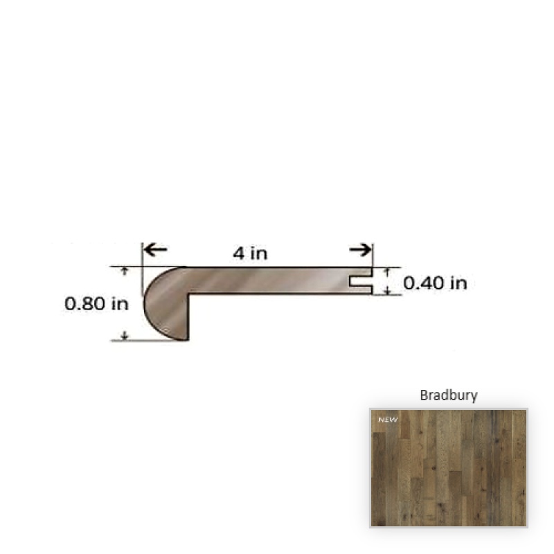 Hickory Bradbury Hardwood Moulding / Trim - 84.25" Stair Nose - Truemark Glaze Tek