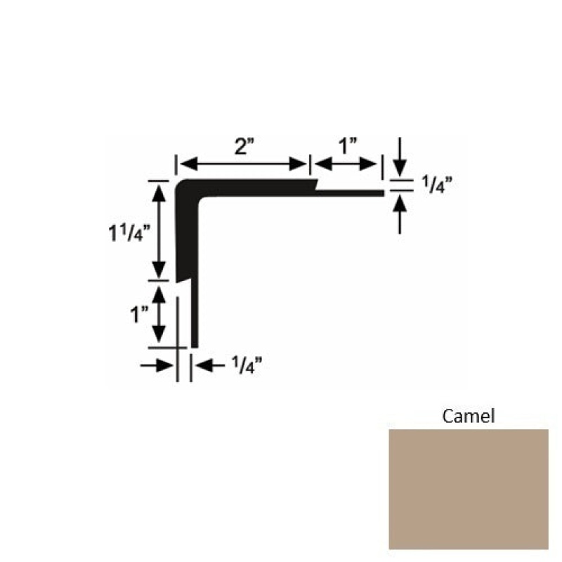 Solid 16 Camel Rubber Double Flange Carpet Stair Nosing