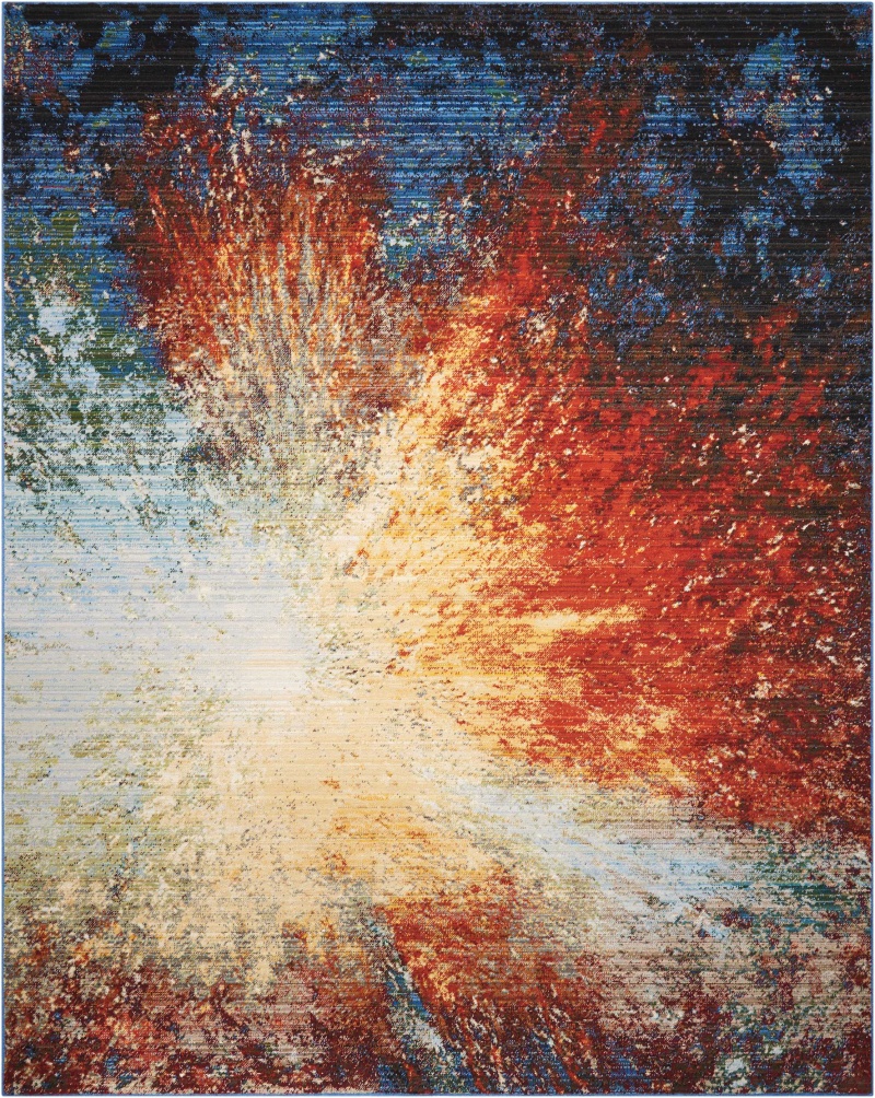 Chroma Crm02 Red Flare Wool Blend Modern Area Rug