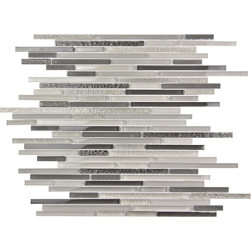 Cascades Gray Mist Glass Mosaic - Linear - Mixed