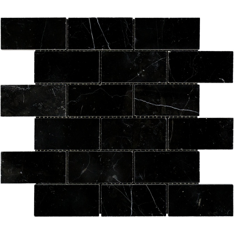 Nero Marquina Marble Mosaic - 2" X 4" Brick