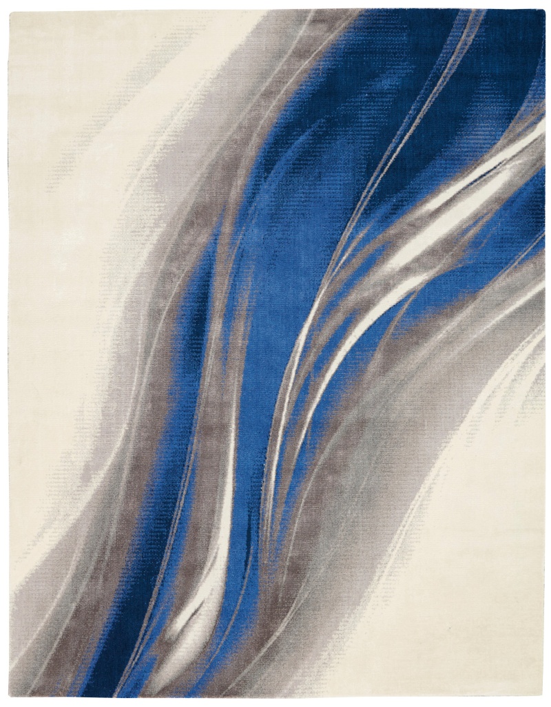 Twilight Twi28 Ivory Grey Blue Wool Blend Modern Area Rug