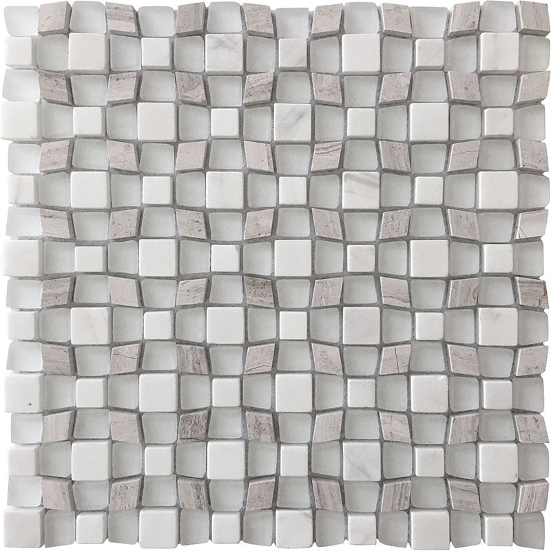 Savannah Wooden Grey / Asian White Stone & Glass Mosaic - Majestic - Polished