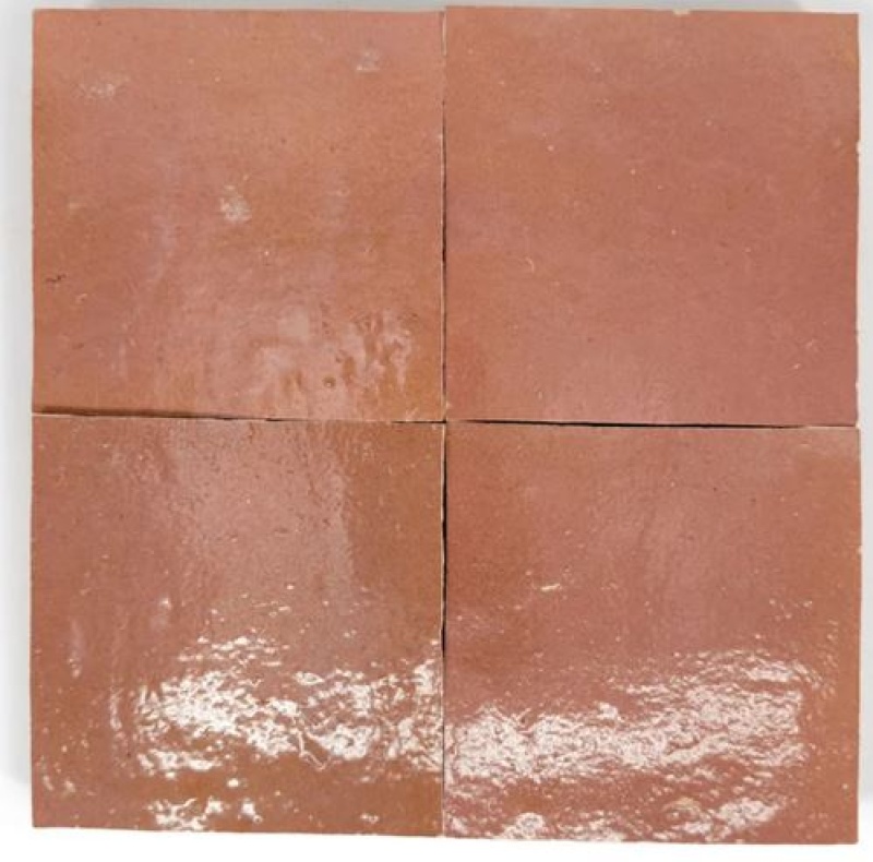 Zellige Classique Al Hamra Terracotta Tile - Glossy - 4" X 4" X 4"