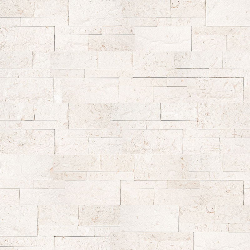 Xl Rockmount Stacked Stone Panel Mayra White Limestone Ledgestone - Split Face - 9" X 24"