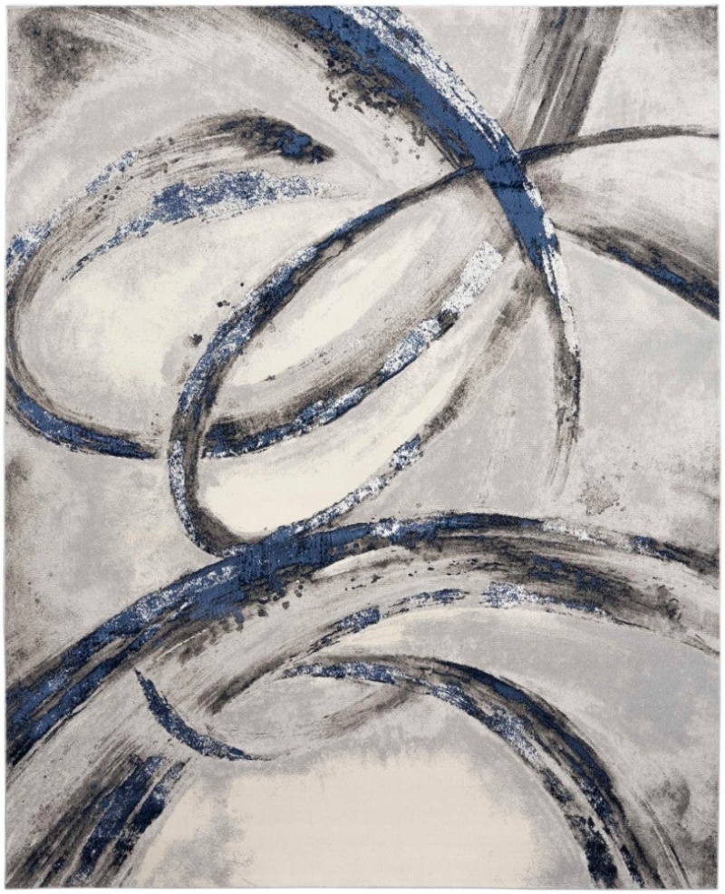 Splash Grey Navy Contemporary Area Rug