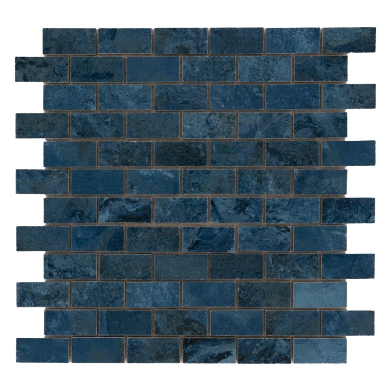 Crystal Blue Porcelain Mosaic - 1" X 2" - Polished