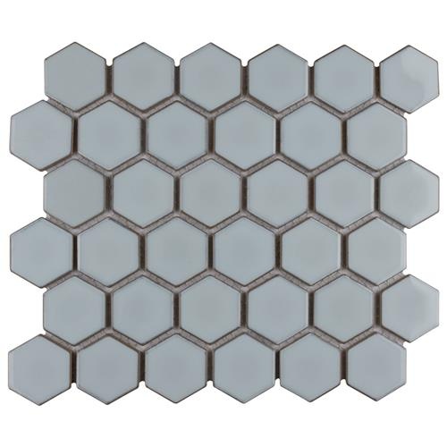 Hudson Due Silk White Porcelain Mosaic - Hexagon - Glossy