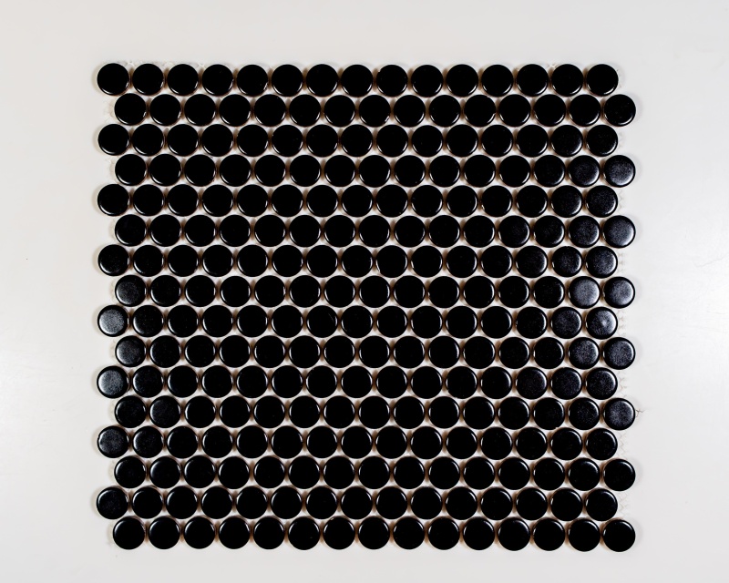 Black Porcelain Mosaic - 1" X 1" Penny Round - Matte