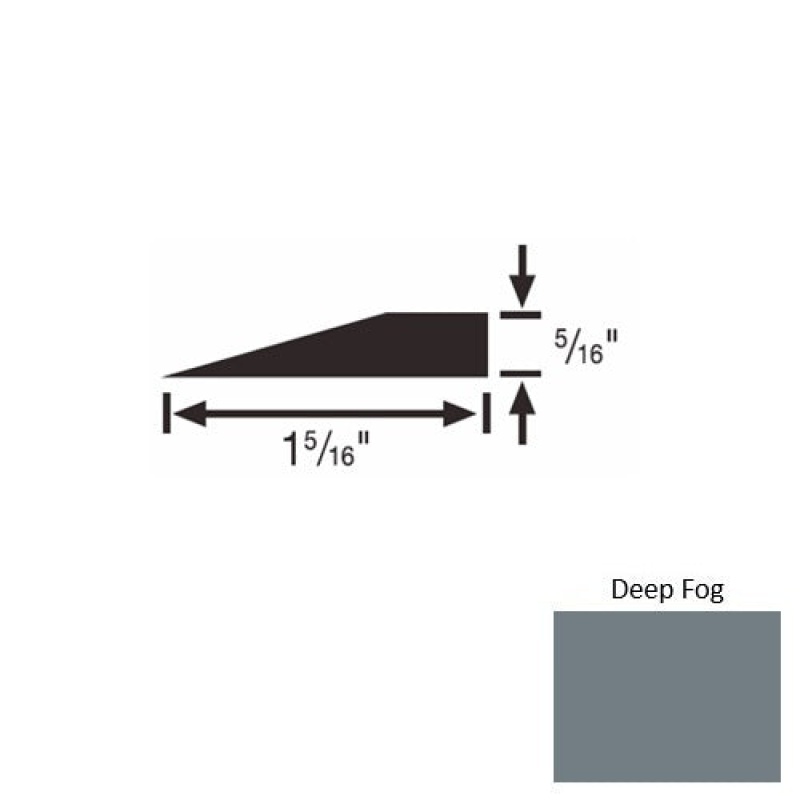 Solid 25 Deep Fog Rubber Reducer Strip - 1 5/16" X 9 Ft (108") X 5/16"