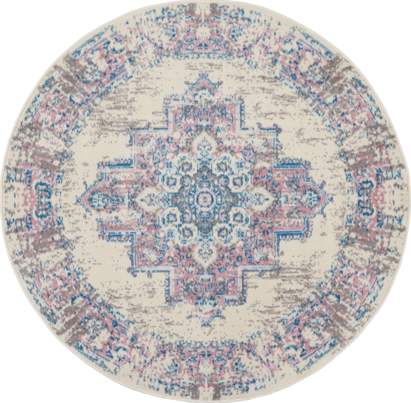 Grafix Ivory / Pink Polypropylene Vintage Area Rug