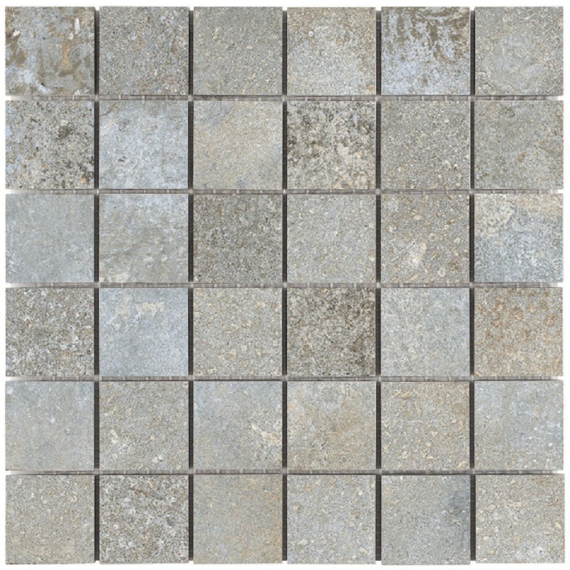 Brooklyn Cemento Greige Porcelain Mosaic - 2" X 2" - Honed