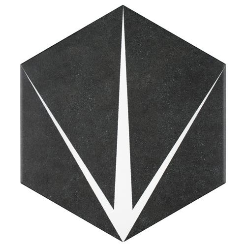 Trident Nero Porcelain Tile - Glossy - 8 5/8" X 9 7/8" Hexagon