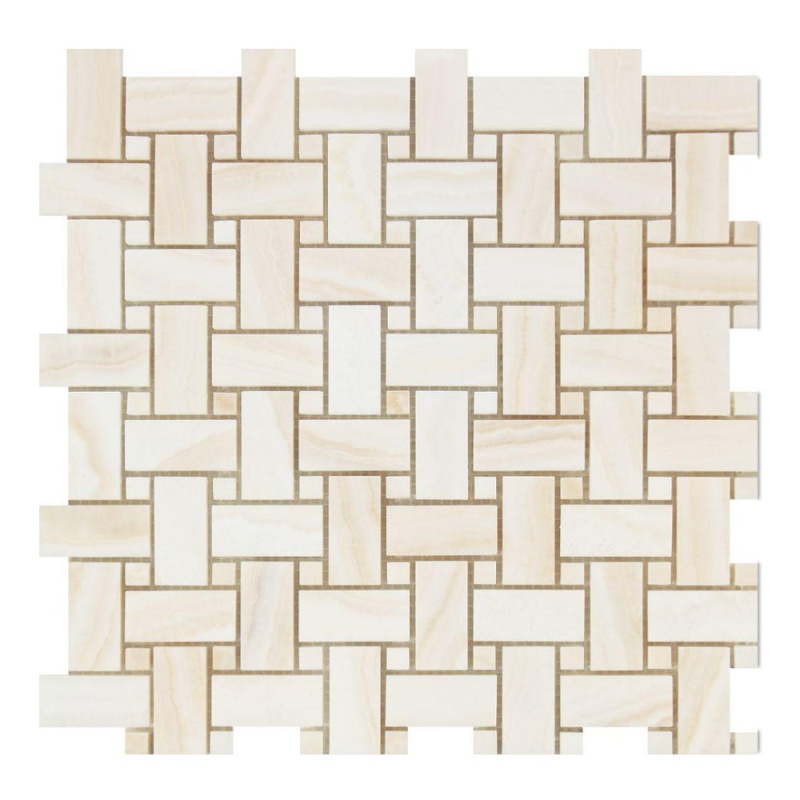White Vein Cut Onyx Mosaic Tile