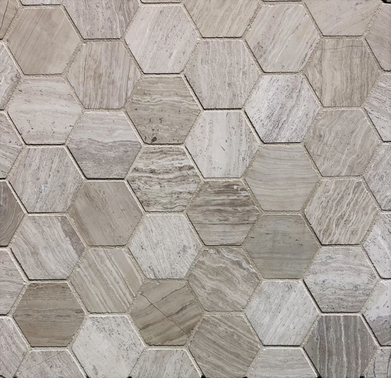 Silverthorne Limestone Mosaic - 2" x 2" Hexagon - Honed